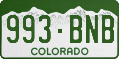 CO license plate 993BNB