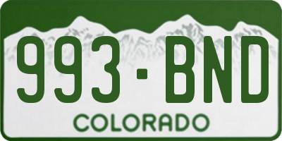 CO license plate 993BND