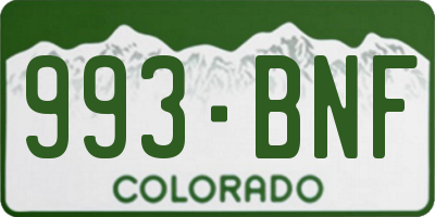 CO license plate 993BNF