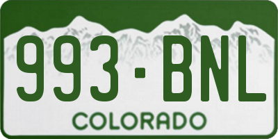 CO license plate 993BNL