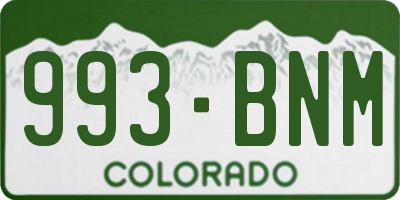 CO license plate 993BNM