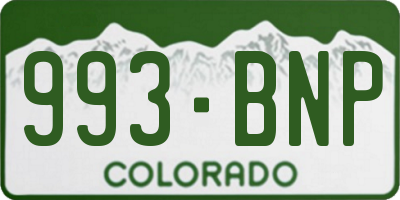 CO license plate 993BNP