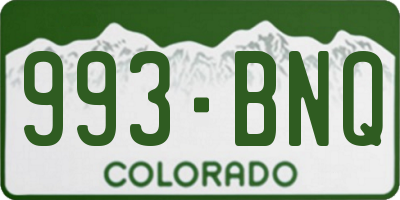 CO license plate 993BNQ