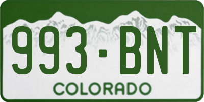 CO license plate 993BNT
