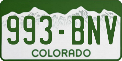 CO license plate 993BNV