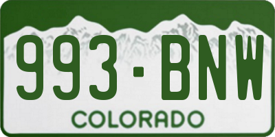 CO license plate 993BNW