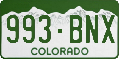 CO license plate 993BNX