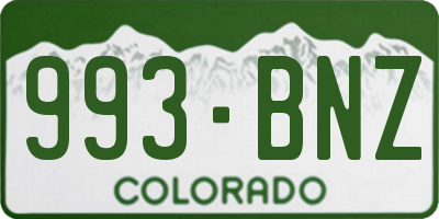 CO license plate 993BNZ