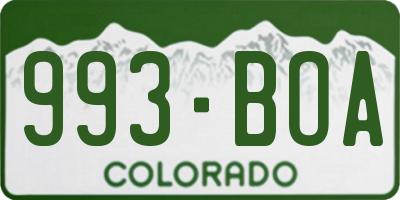CO license plate 993BOA