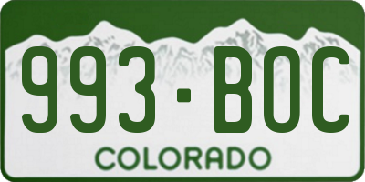 CO license plate 993BOC