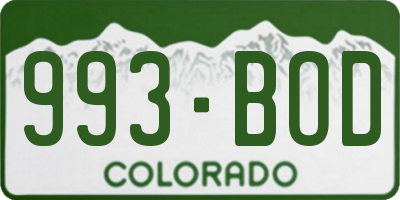 CO license plate 993BOD