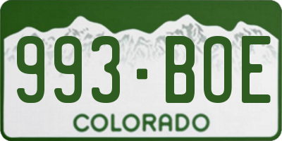 CO license plate 993BOE