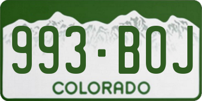 CO license plate 993BOJ