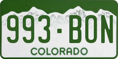 CO license plate 993BON