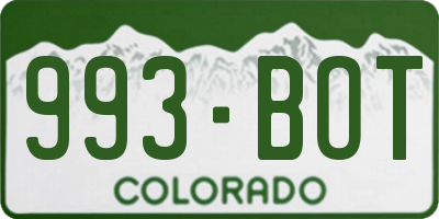 CO license plate 993BOT