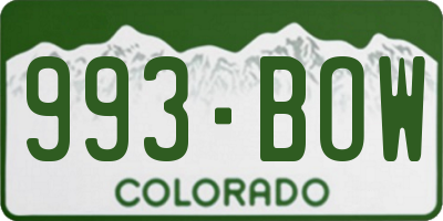CO license plate 993BOW
