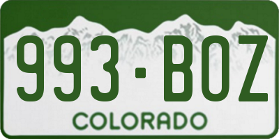 CO license plate 993BOZ