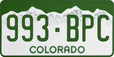 CO license plate 993BPC