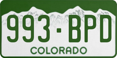 CO license plate 993BPD