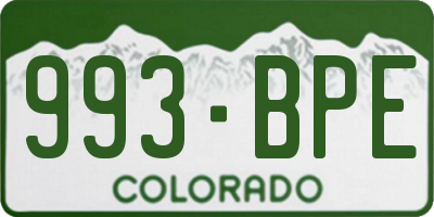 CO license plate 993BPE