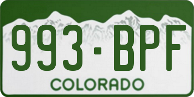 CO license plate 993BPF