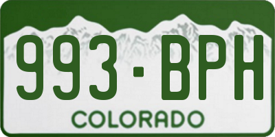 CO license plate 993BPH