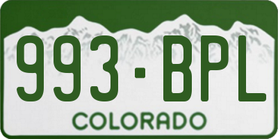 CO license plate 993BPL