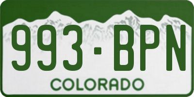 CO license plate 993BPN