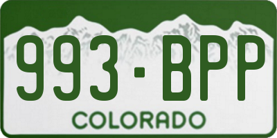CO license plate 993BPP