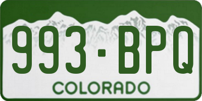 CO license plate 993BPQ