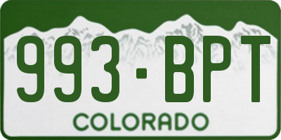CO license plate 993BPT