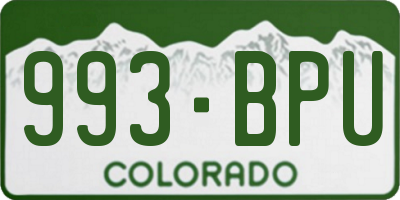 CO license plate 993BPU