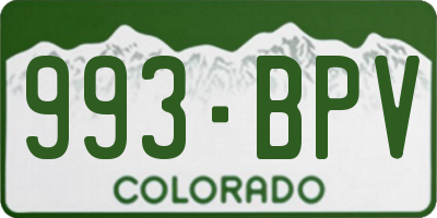 CO license plate 993BPV