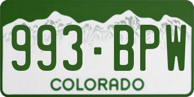 CO license plate 993BPW