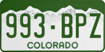 CO license plate 993BPZ