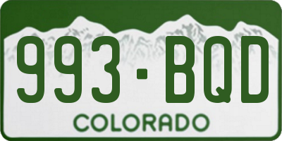 CO license plate 993BQD
