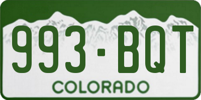 CO license plate 993BQT