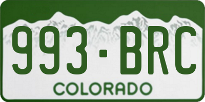 CO license plate 993BRC