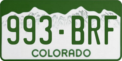CO license plate 993BRF