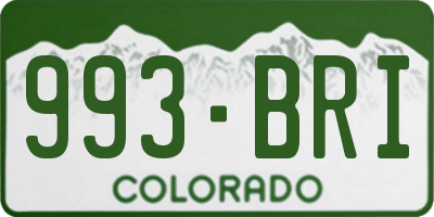 CO license plate 993BRI