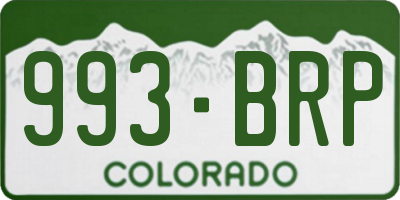 CO license plate 993BRP