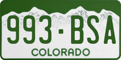 CO license plate 993BSA