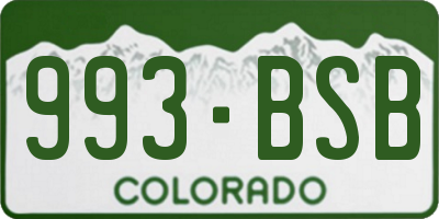 CO license plate 993BSB