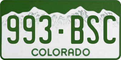 CO license plate 993BSC
