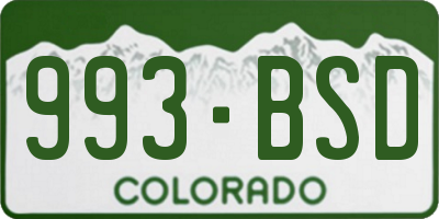 CO license plate 993BSD