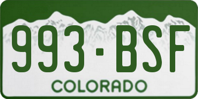 CO license plate 993BSF