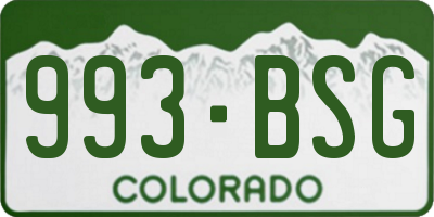 CO license plate 993BSG