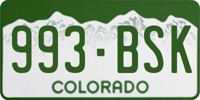 CO license plate 993BSK