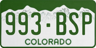 CO license plate 993BSP