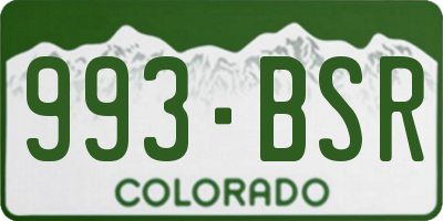CO license plate 993BSR
